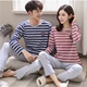 Bộ đồ ngủ mùa thu đôi nữ mỏng phần cotton giản dị phù hợp với mùa thu và mùa đông nam thể thao dài tay thương hiệu đồ ngủ cao cấp