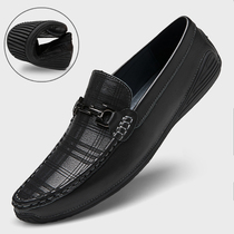 High-end bean-bean shoes men 2022 spring new casual leather shoes genuine leather breathable Soft bottom mens shoes One foot pedal driving shoes