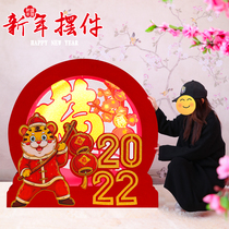 2022 New Years Beauty Chen dress with supplies The New Years Day Scene arrangement Tiger-year Spring Festival Showcase Windows Decoration Swing for the Spring Festival