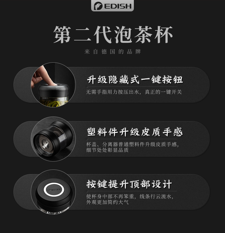 德国品牌 一滴水 茶水分离双层玻璃杯 450ml 图1