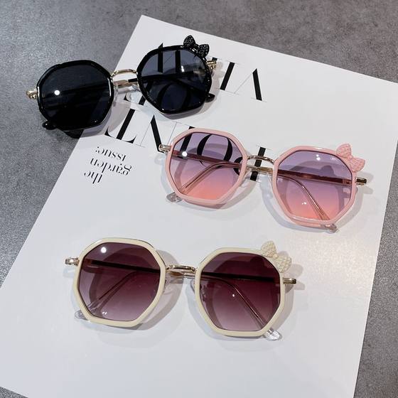 
Children's baby sunglasses girls anti-ultraviolet sunglasses girls fashion metal cute bow glasses