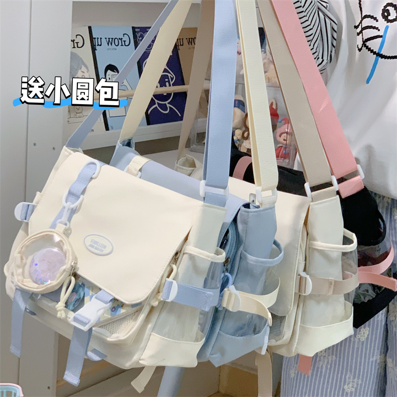 Large-Capacity College-Style Crossbody Bag, Japanese Anime Girl Style, Casual and Versatile Student Shoulder Bag for Women