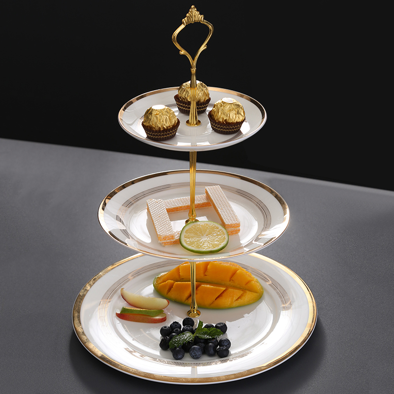 Eurostyle Ceramic Triple Layer Fruit Tray Modern Creative Prototype Board Room Adornment Home Swing Accessories Fashion Fruit Pots