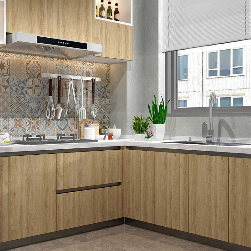 Thickened imitation wood grain cabinet door sticker self-adhesive wardrobe cabinet cabinet desktop wooden door old furniture renovation waterproof and moisture-proof