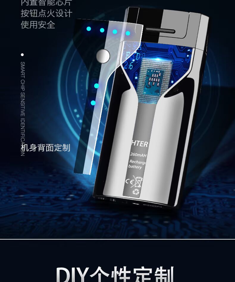 Âm thanh rung với cùng một nút hồ quang đôi bật sáng chỉ báo sạc điện cho nam giới để gửi cho bạn trai cá tính sáng tạo shop bật lửa độc la