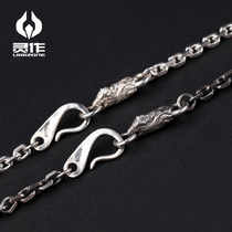  Lingzuo original eagle head bite ring Sterling silver chain wild necklace 3mm4mm Taijiao chain Indian style retro accessories
