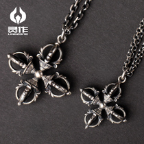 Lingzuo Silver jewelry Tibetan Buddhism Tal Temple Cross Vajra prototype replica pendant pendant 925 sterling silver pure copper