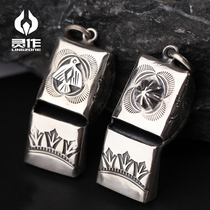  Lingzuo silver jewelry original design Indiana Vajo style sterling silver foot silver whistle sound great and good casting