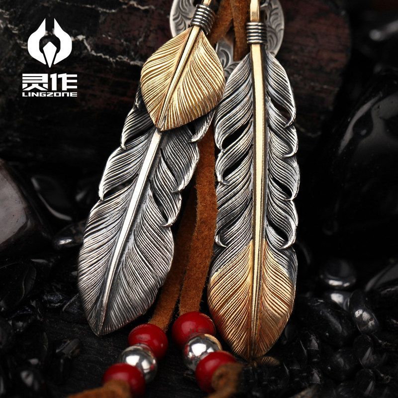 Lingzuo silver jewelry Feather suit series Papa bear hand-made precision casting style personalized fashion pendant necklace pendant