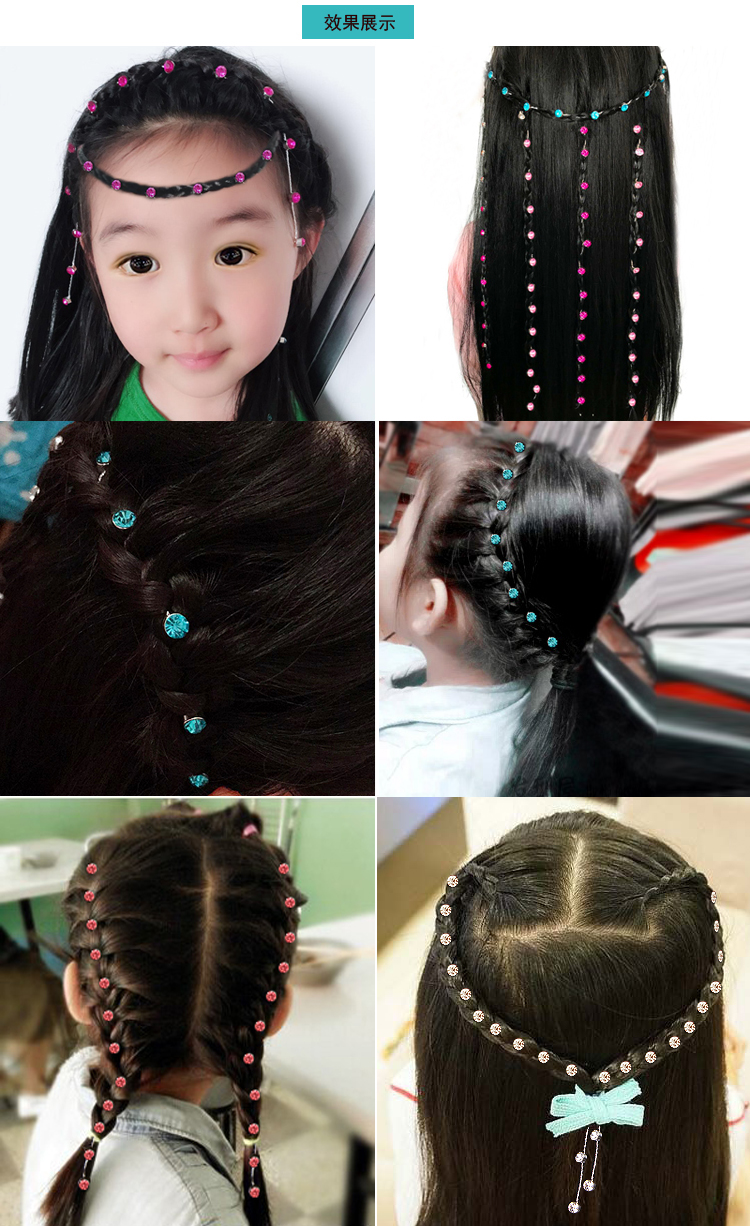 Trẻ em Hàn Quốc bện chuỗi tóc chuỗi cô gái rhinestone vương miện headdress con tóc dây tóc phụ kiện cô bé công chúa chuỗi