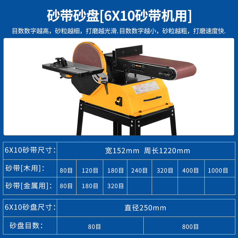 6-inch sand with 10-inch sand disc 6X10 sand belt machine polished ring ...