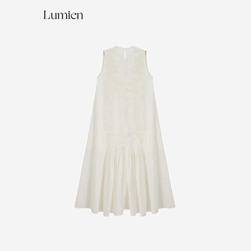 Lumien White Round Neck Sleeveless Dress That Covers the Body and Looks Slimming, Women's Summer New A-Line Tank Dress Long Skirt Lumien White Round Neck Sleeveless Dress That Covers the Body and Looks Slimming, Women's Summer New A-Line Tank Dress Long Skirt