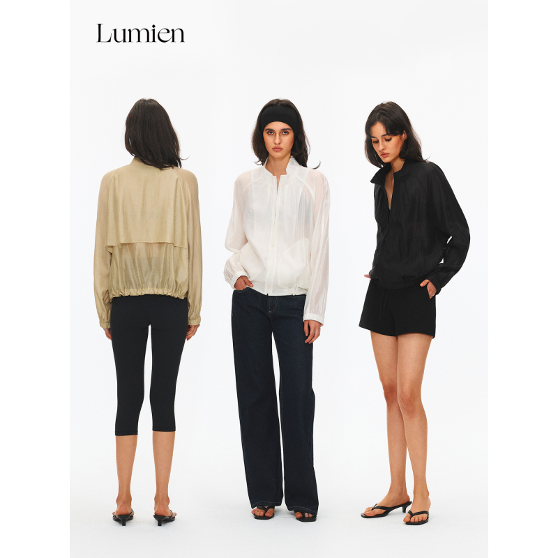 Lumien Mulberry Silk Stand Collar Short Sun Protection Zipper Jacket for Women, Summer Thin Versatile Jacket Top Lumien Mulberry Silk Stand Collar Short Sun Protection Zipper Jacket for Women, Summer Thin Versatile Jacket Top