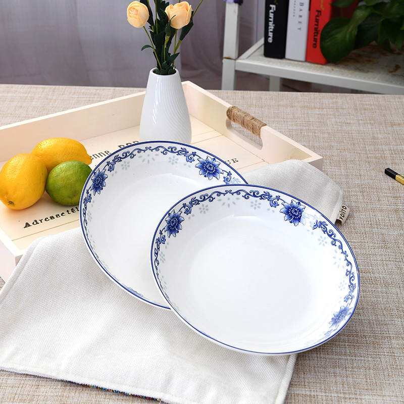 The Food dish home dinner plate ceramic plate round Chinese steak ipads porcelain dish dish dish can microwave oven