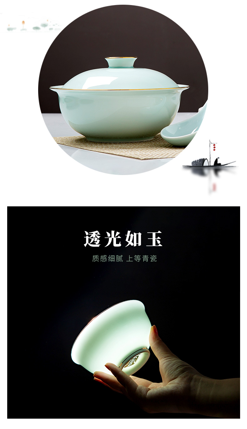 Dishes suit household longquan celadon antique Chinese style up phnom penh high - grade housewarming gift simple Dishes tableware portfolio