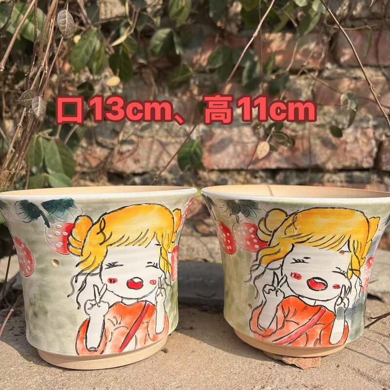Jingdezhen Hand-Painted Boutique Carving Basin Cartoon Girl Cute Vientiane Factory Direct Sale 