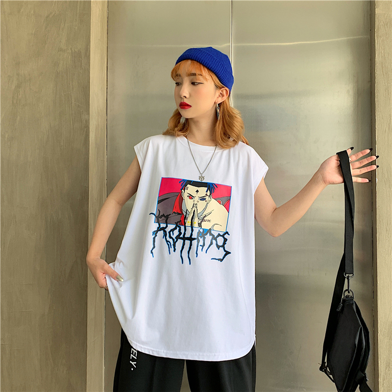 Summer Anime ninja hip-hop tay lỏng lẻo vest vài nam BF Harajuku phong cách giản dị mặc thể thao của nam giới và phụ nữ