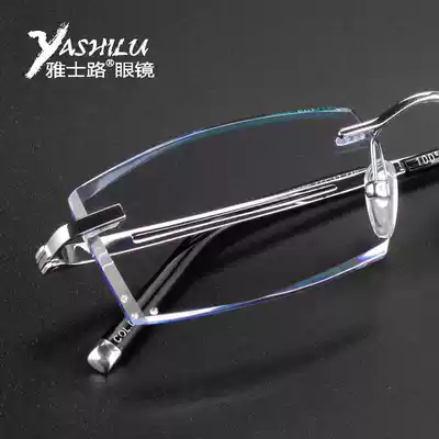 Pure titanium diamond cut rimless myopia glasses men with color progressive glasses frame cut edge glasses frame eye frame