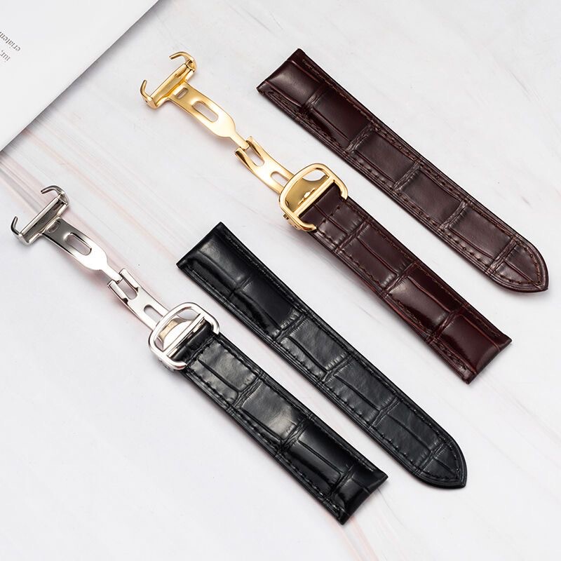 Replacement Cartier Tank Genuine Leather Watch Strap London Tank Ronde Solo Key Men's and Women's Leather Watch Band