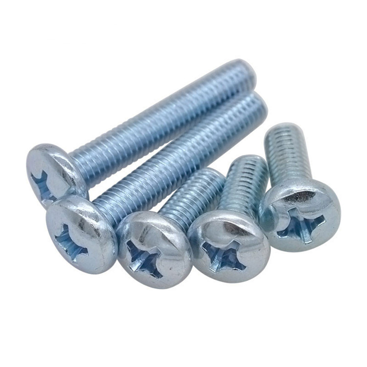 GB818 cross disc head screw M3M4M5M6 * 6-45 large round head machine screw BM iron trivalent environmentally friendly blue white zinc