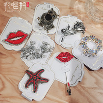 Japan and South Korea pearl small red lip collar button pin decoration creative wild cute scarf brooch accessories women press lapel buckle