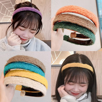 Hairband female net red plush hairband autumn and winter candy color headband Korean simple and wild solid color hair bundle hairpin headdress