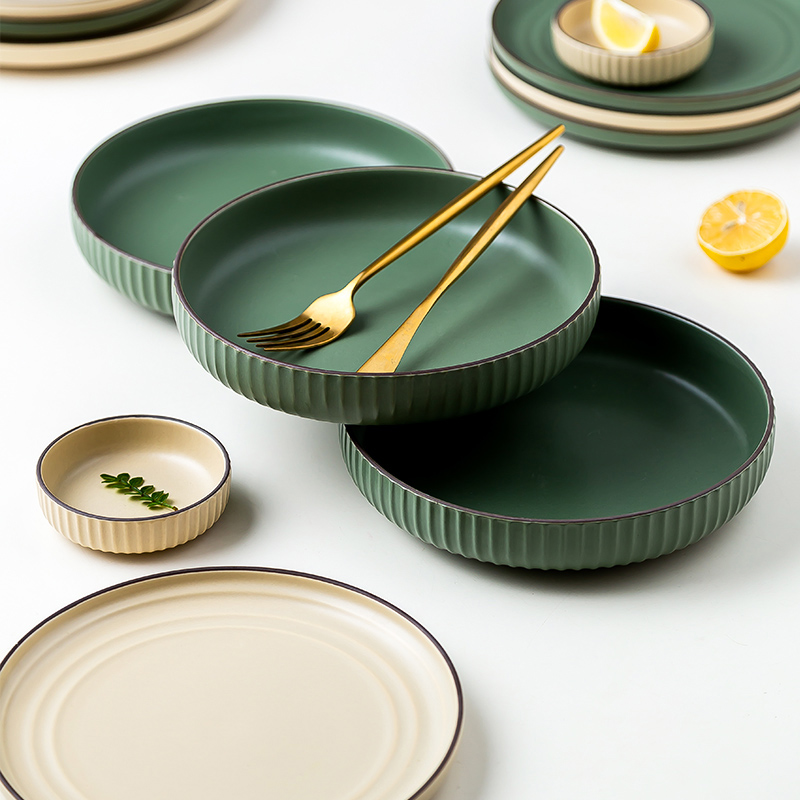 Nordic Wind Dishes Home 4 6 Loaded Ceramic Plates Brief Retro Cutlery Tray Sauces DAY-STYLE CUTLERY