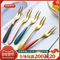 Fruit fork 304 stainless steel fork set children dont hurt mouth light luxury creative ins home security exquisite set