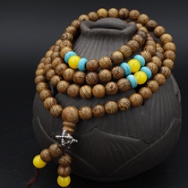 Chicken Wing Wood 108 Bracelet Men and Women Couple Wood Beads Handstring Sandalwood Redwood Turquoise Bead Play