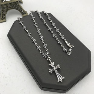 女性用 S925 スターリングシルバーネックレス、シンプルでレトロなタイシルバー、パーソナライズされたファッションクロスネックレス、メンズトレンディなヨーロッパとアメリカのトレンディな製品