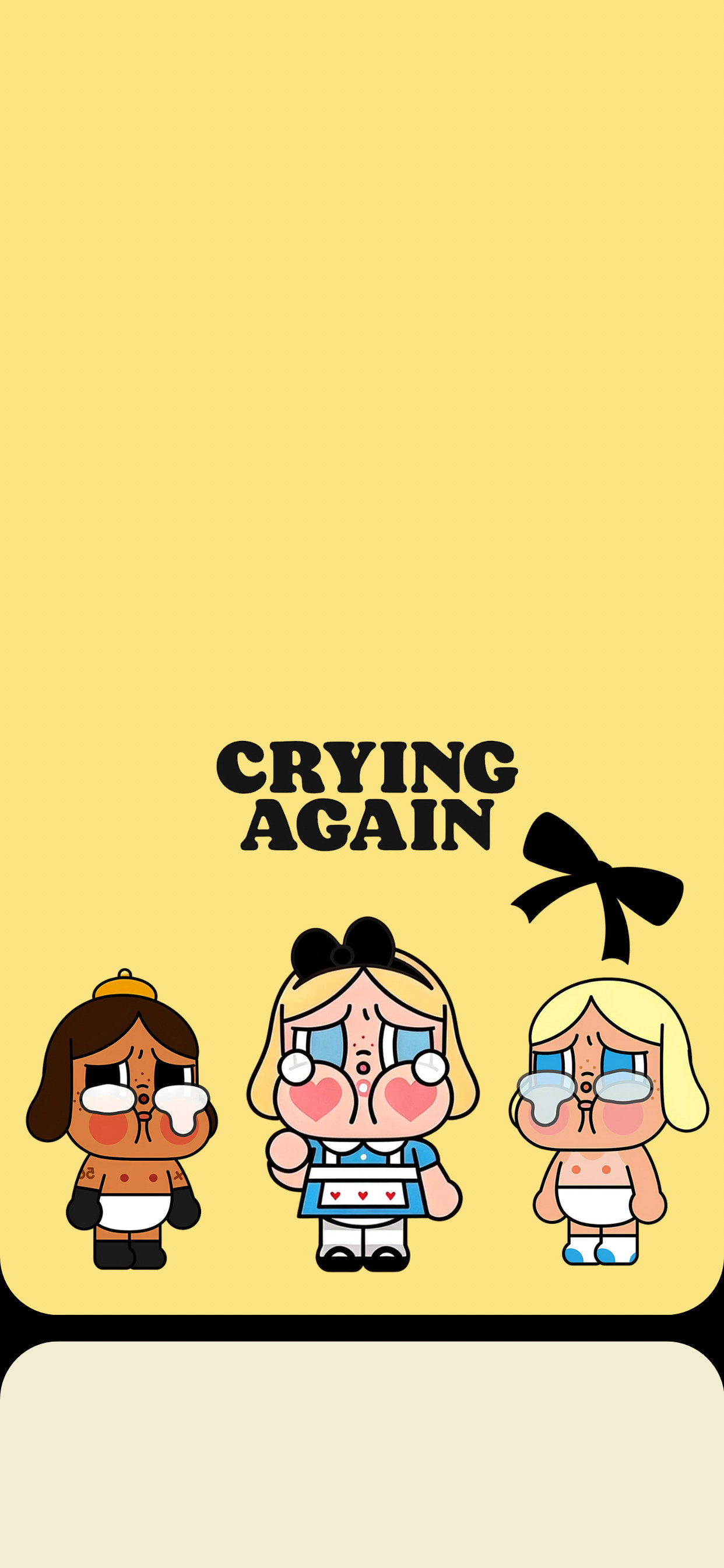 哭泣女孩 CRYING AGAIN 壁纸 黄米撞色圆角丧萌卡通竖版手机锁屏