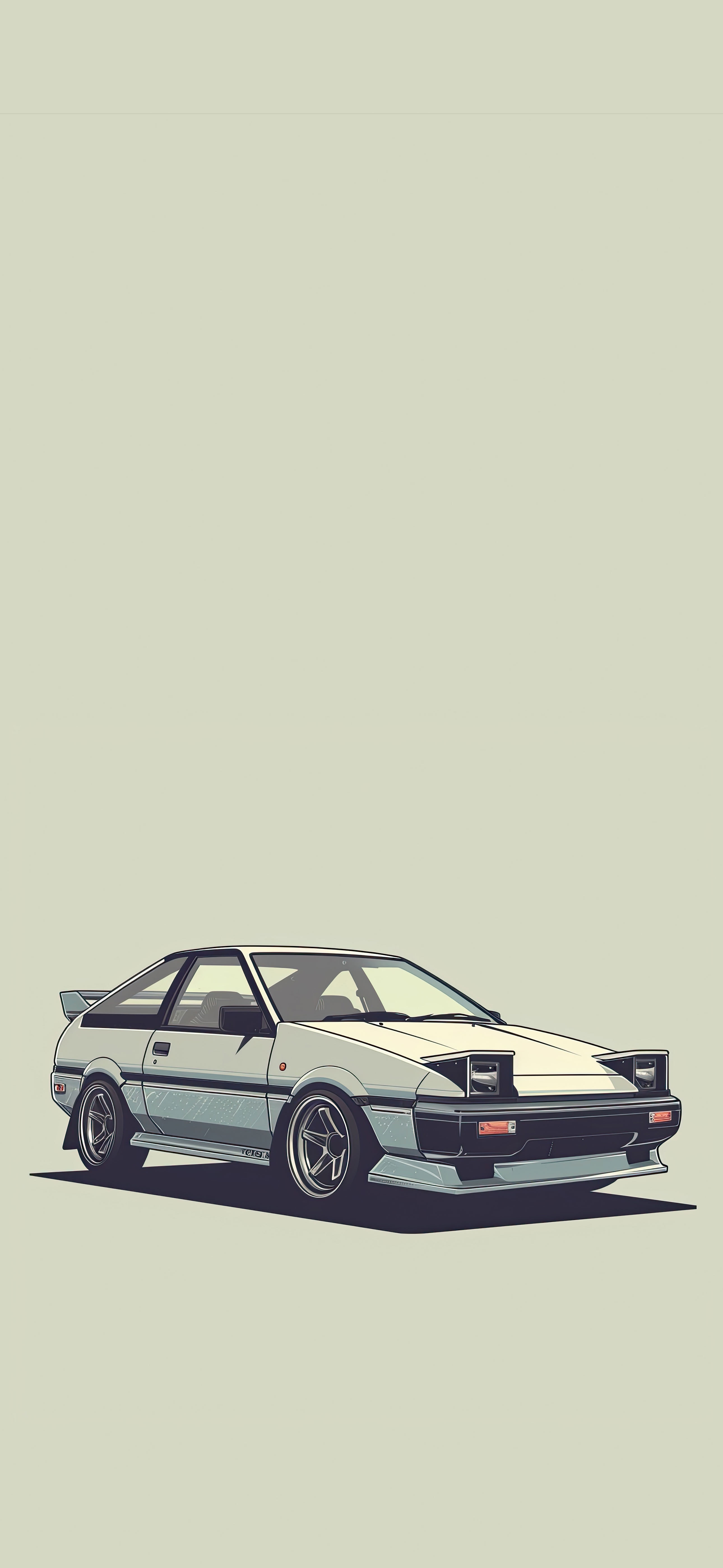 AE86 头文字D跑车竖版手机壁纸 JDM 复古简约插画4k锁屏背景