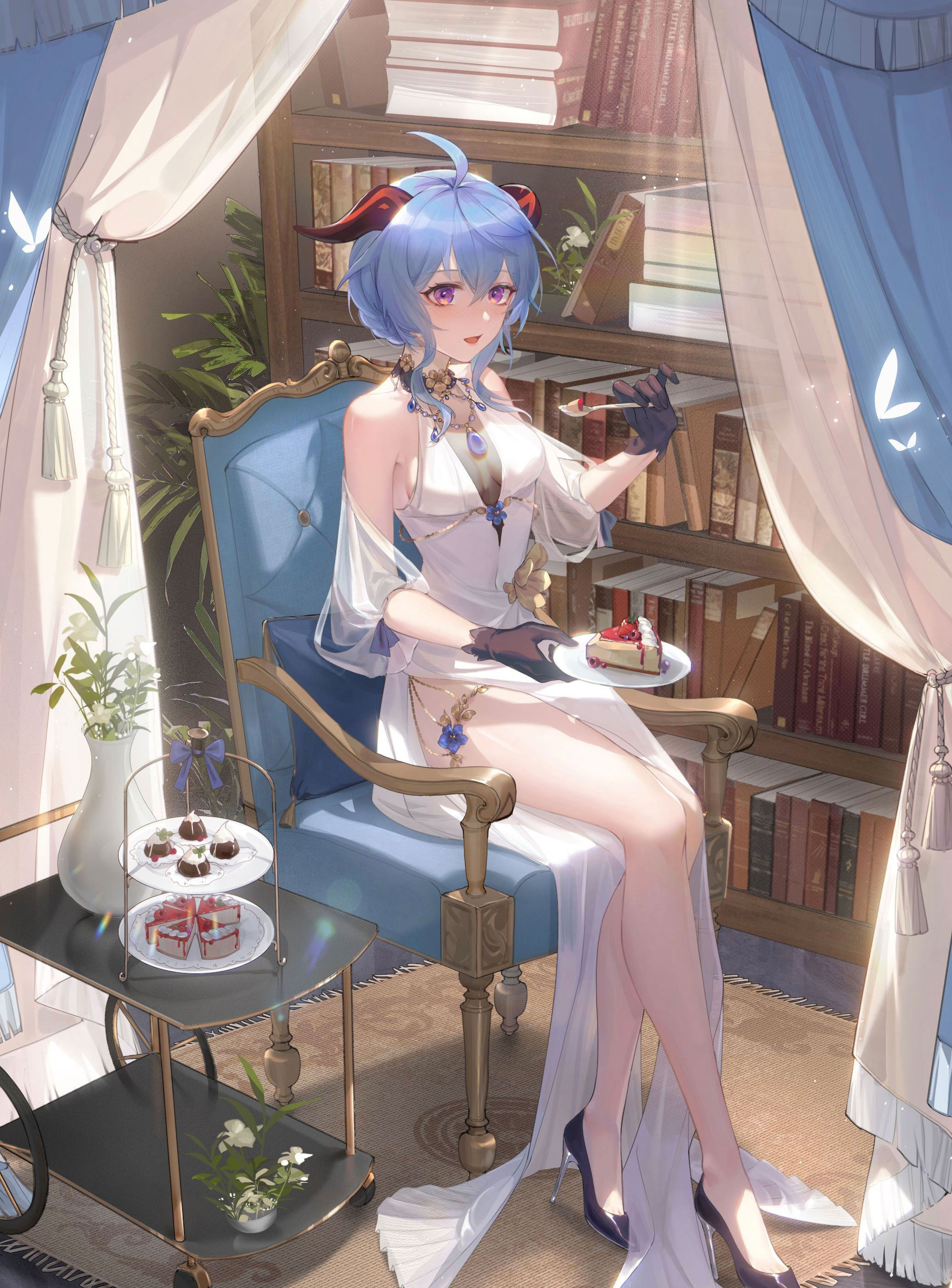 原神甘雨礼服下午茶 4K 手机壁纸