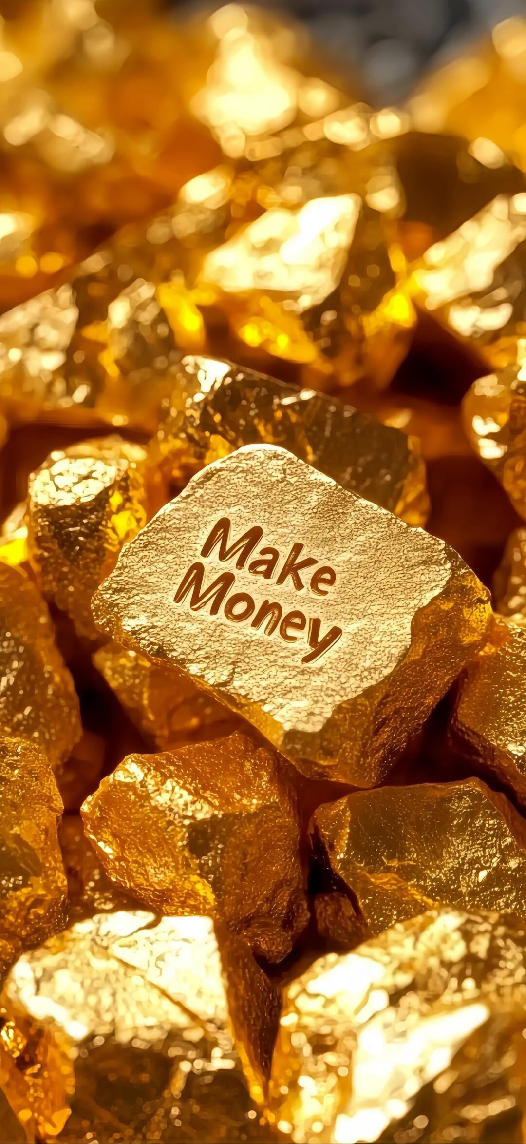 Make Money 励志黄金壁纸 金矿石堆竖版手机锁屏