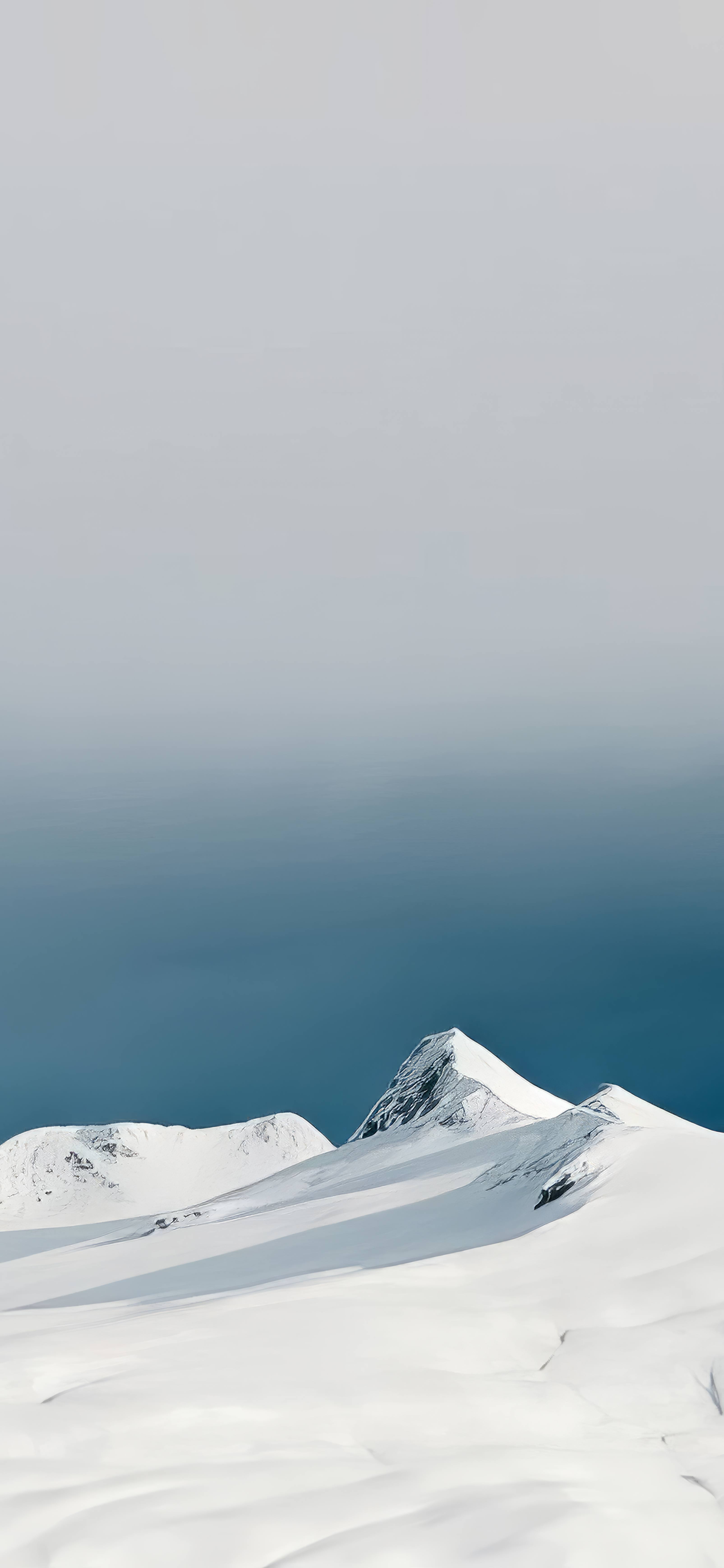 极简雪山湖泊 4K 高清手机壁纸 冷淡风雪景锁屏图片无水印