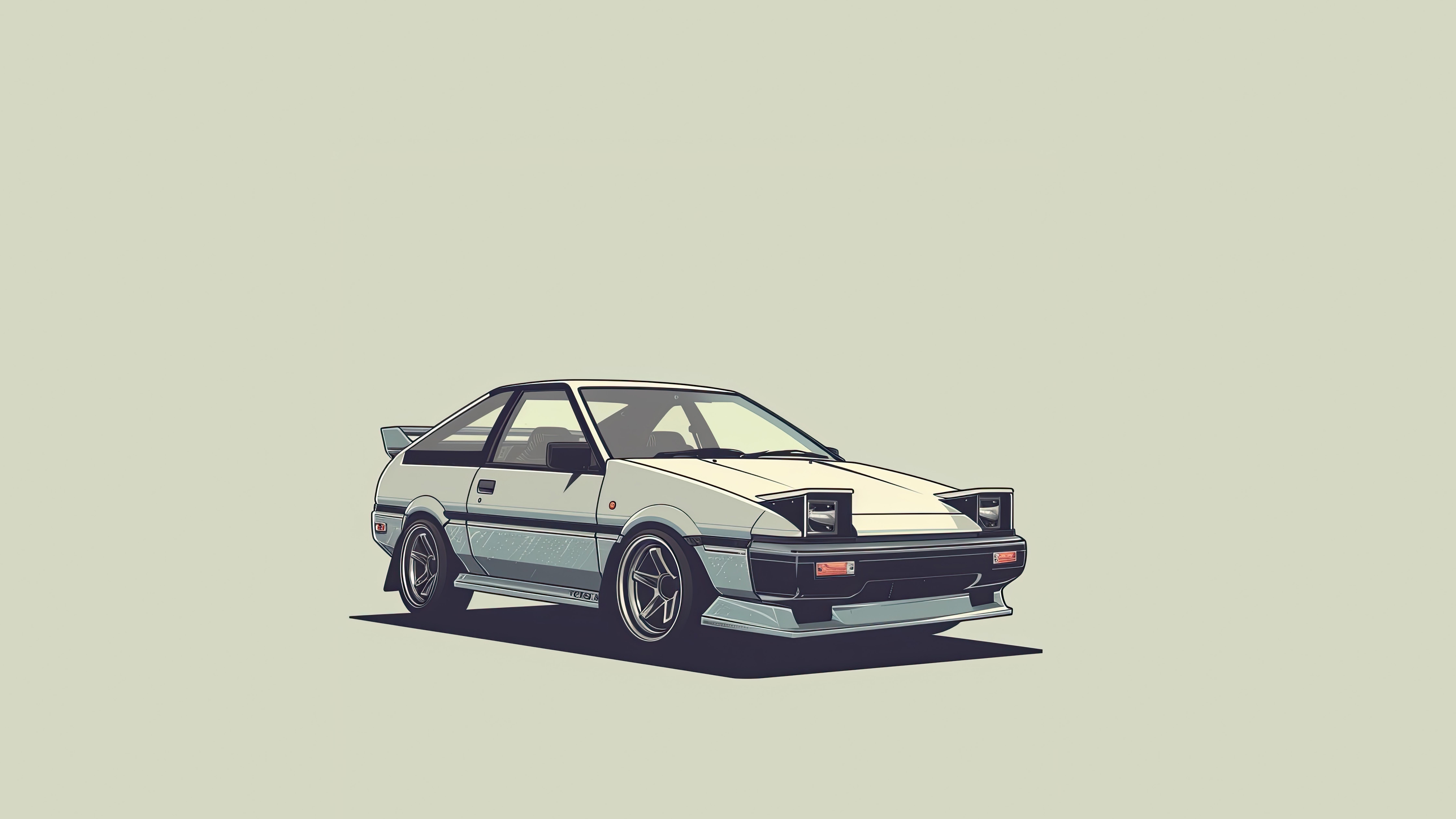 AE86 头文字D跑车横版电脑壁纸 JDM 复古简约插画4k桌面背景