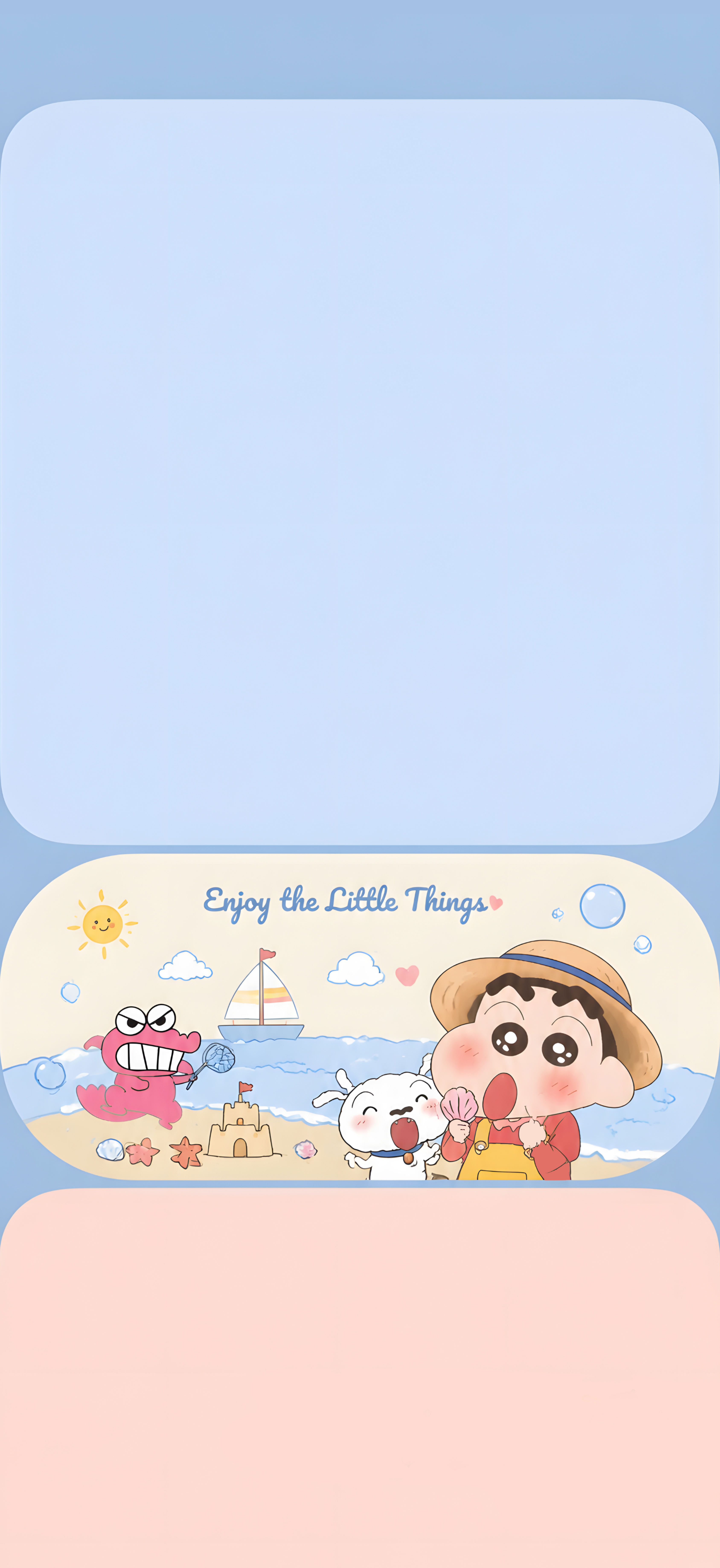 蜡笔小新海边壁纸 Enjoy the Little Things 马卡龙卡通竖版手机锁屏