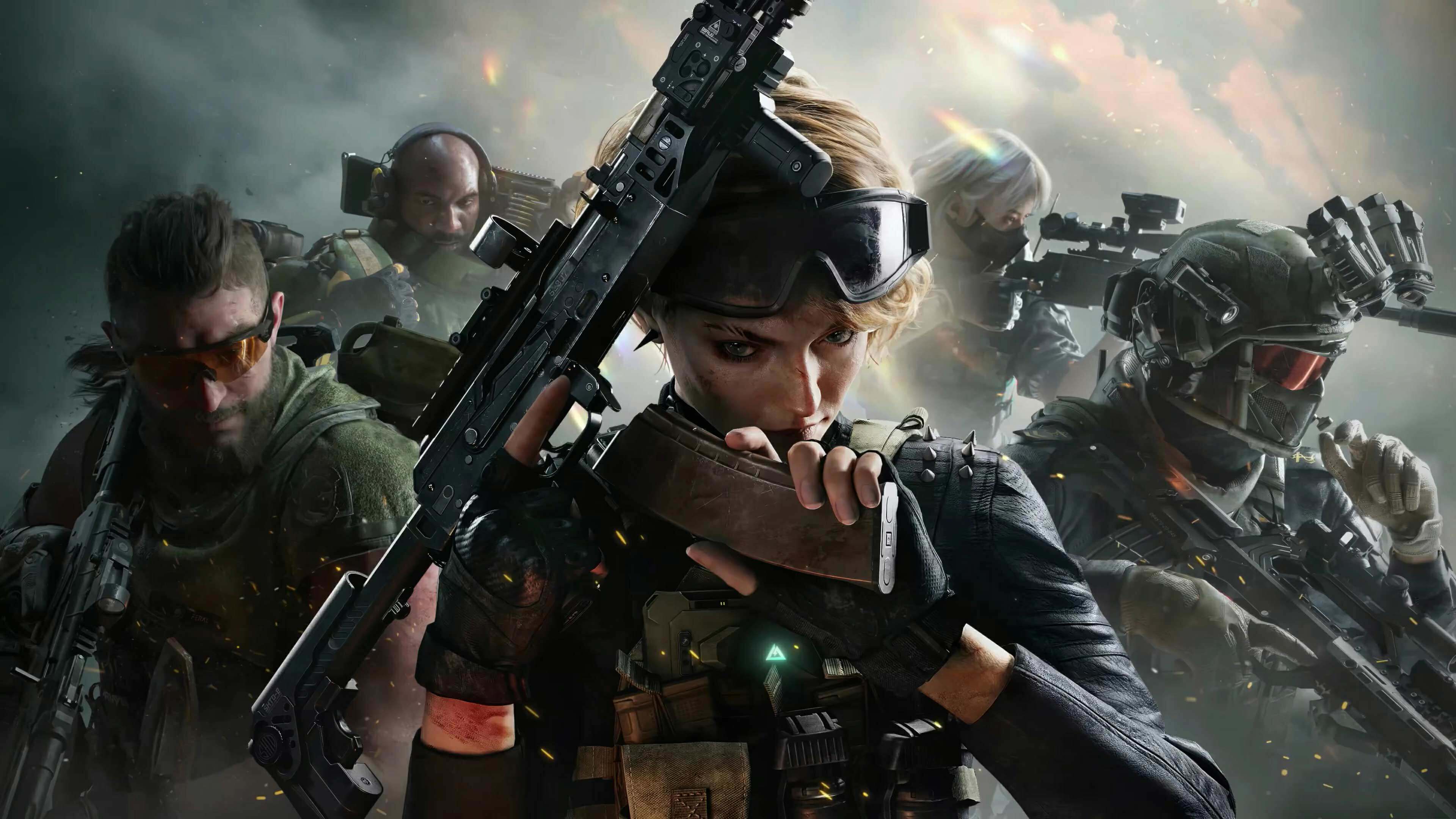 三角洲行动 4K 高清无水印游戏壁纸,多名特战干员全员集结,硝烟战场团队原画海报