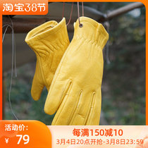 bushcraft outdoor camping head layer beef leather gloves non-slip anti-cut and burn-proof and abrasion resistant cow leather gloves