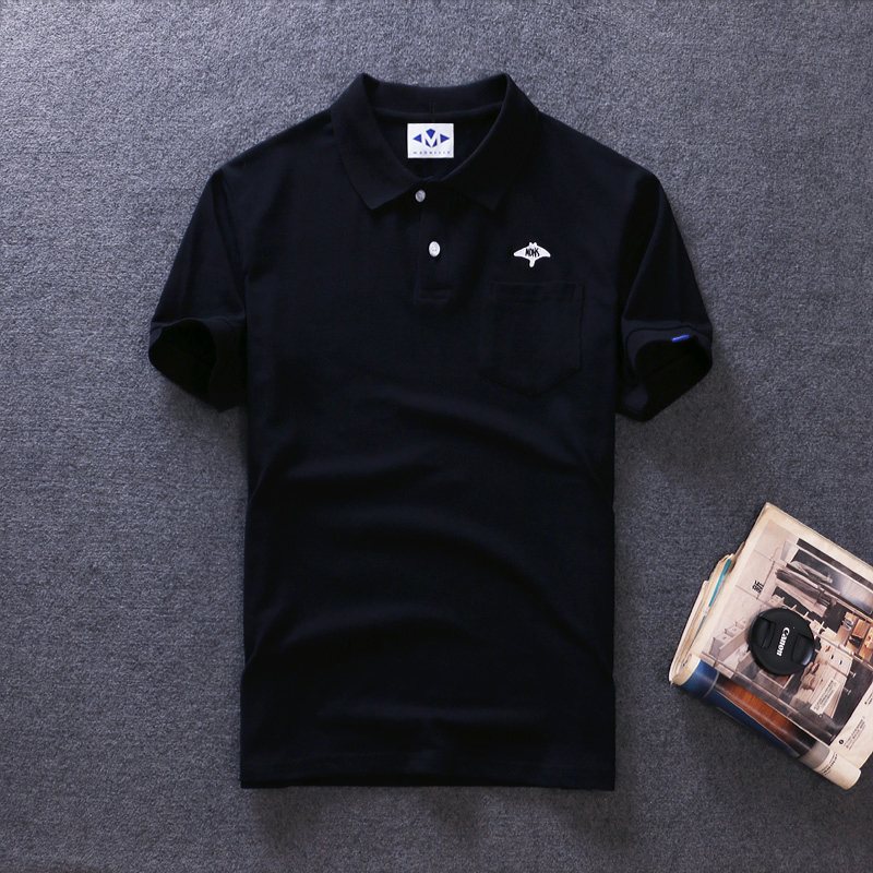 Gangfeng Nhật Bản Tide thương hiệu áo sơ mi nam POLO Yu Wenle ngắn tay thêu nhỏ cotton tươi áo thun mỏng áo phông nam có cổ