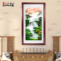 Landscape painting hanging paintings framed vertical version of Feng Shui backer silk paintings paintings murals living room decoration porch Chinese paintings