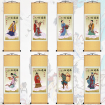 The Eight Immortals Crossing the Sea figure painting zhang guo lao tie guai li han zhong li he xian gu silk scroll painting has been framed