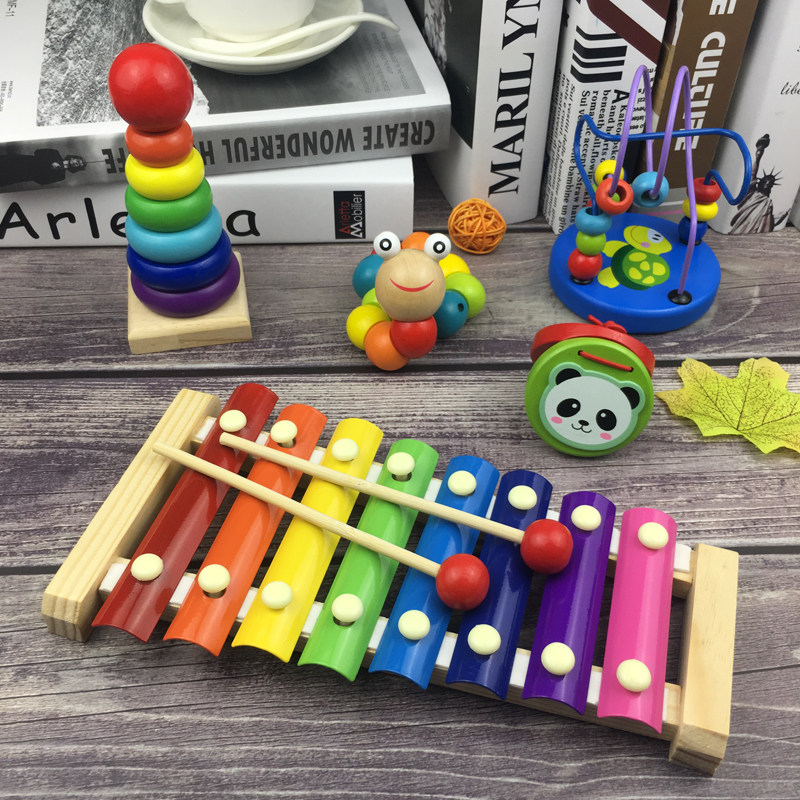 Ten-month young child toy infant child puzzle 8 percussion eight-tone instrument hand knocks on little xylophone 1-2-3