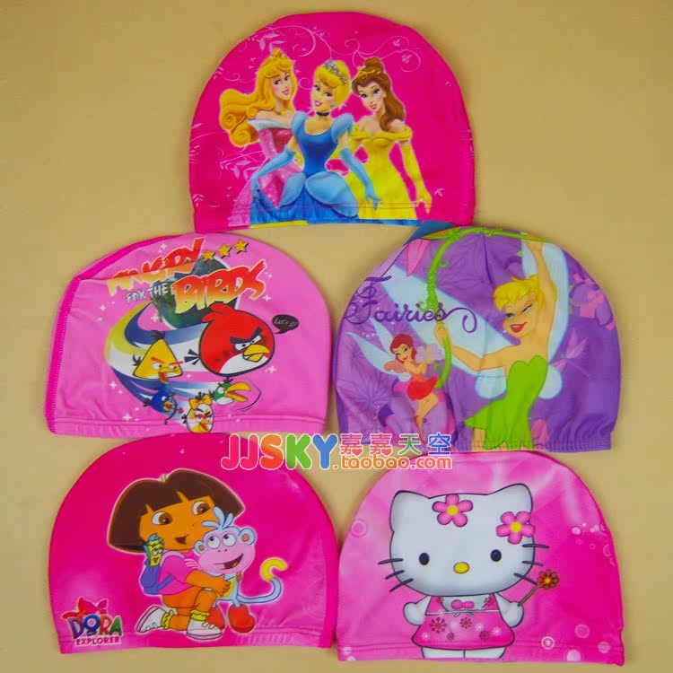 Trẻ em Mũ bơi Bé gái Ba Công chúa Dora KT Mèo Thực vật Cuộc chiến Angry Birds Thiết bị bơi Người nhện - Mũ bơi mũ bơi thi đấu	
