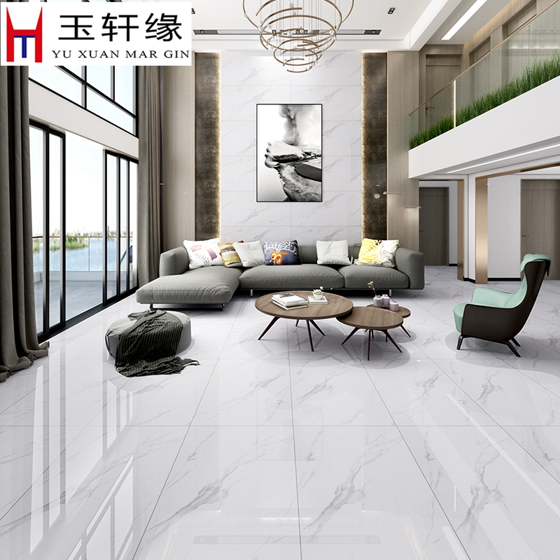 Grey All-Porcelain Ground Floor Brick Jazz White Through Body Marble Tile Floor Tiles 600x1200 Living-room Large Plate Background Wall