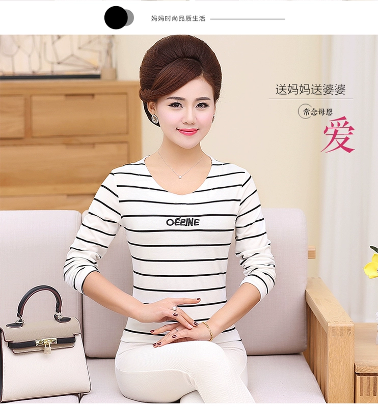 Áo thun dài tay áo ngắn tay ngắn tay đẫm máu cơ thể 桖 quần áo quần áo mùa thu áo sơ mi nữ trung niên cotton