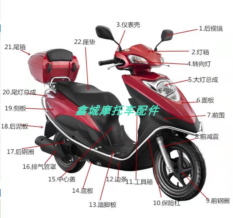 Аксессуары для скутеров Jinan Qingqi QM125T-6C Yicai Appearance Kit Полная панель деталей корпуса автомобиля