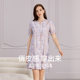 Autumn deer woven cotton nightgown summer women's sweet ruffle dress short-sleeved mid-length floral skirt for women