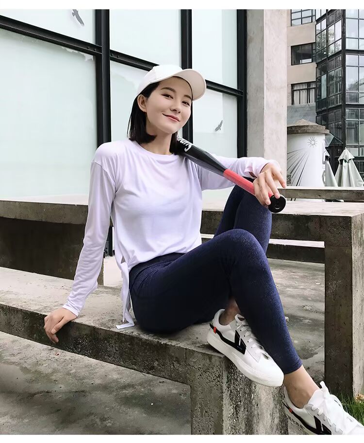 Nhanh khô chạy bên hông thắt nút thể thao yoga áo tập thể dục nữ áo thun mỏng áo dài tay áo ba lỗ gym