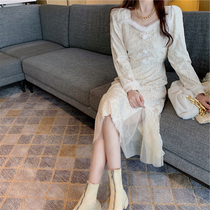 sandro Duffy spring new French waist thin temperament small fragrant wind lace dress children